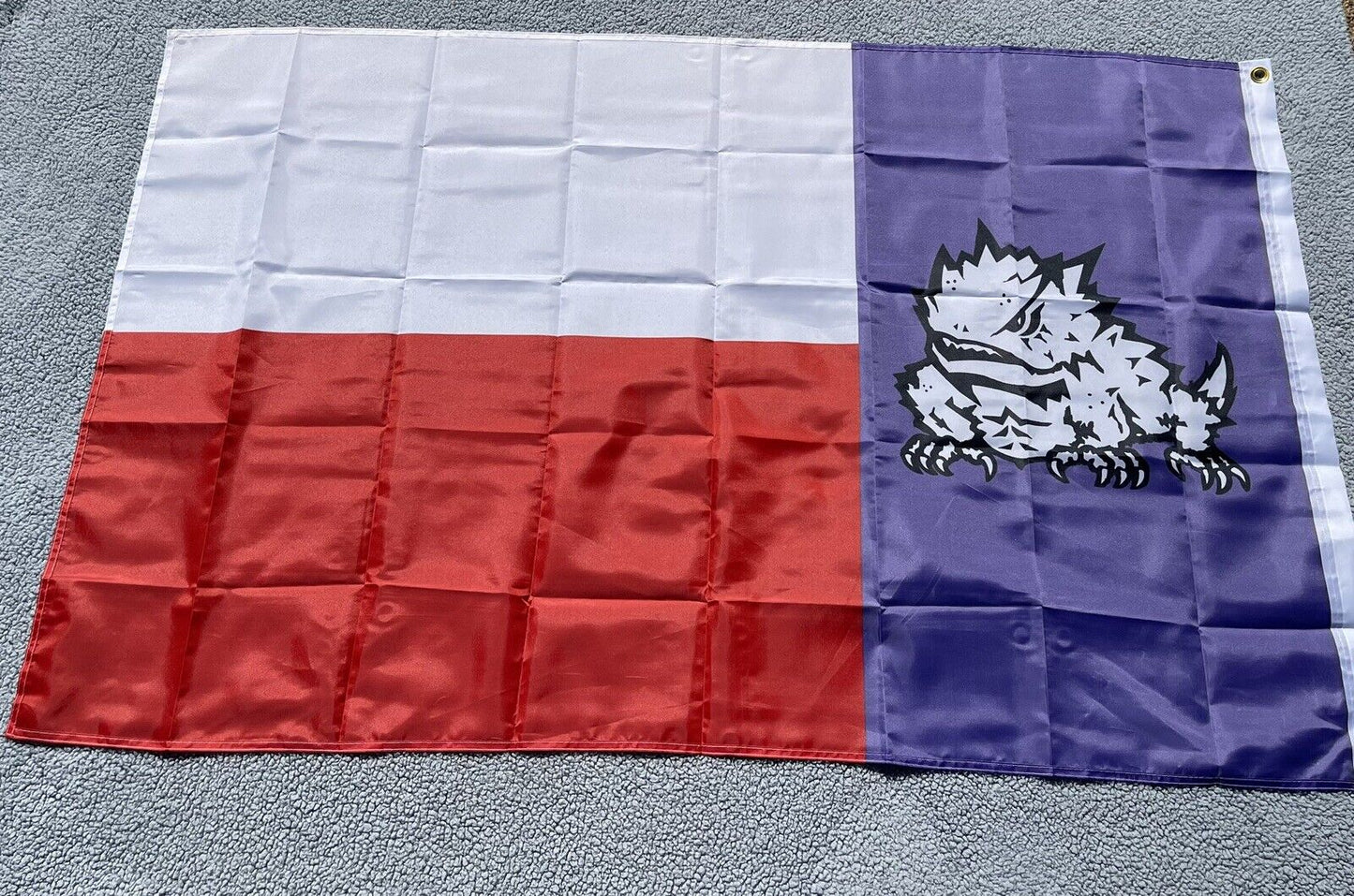 TCU FLAG Texas Christian University 3x5 Horned Frogs Purple Red White TX Banner