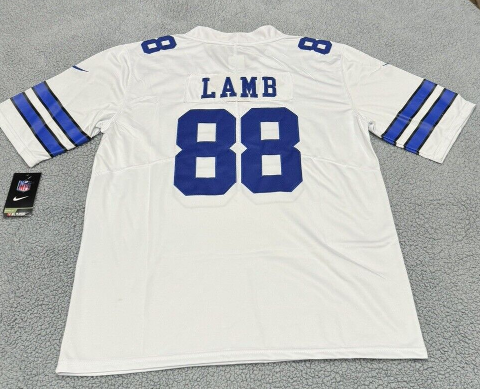 Dallas Cowboys CeeDee Lamb Jersey Mens Medium White #88 Blue Letters Home DC4L