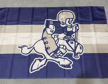 Dallas Cowboys Flag 1960s 3x5 Throwback Horse Logo VTG Blue Silver White Parsons