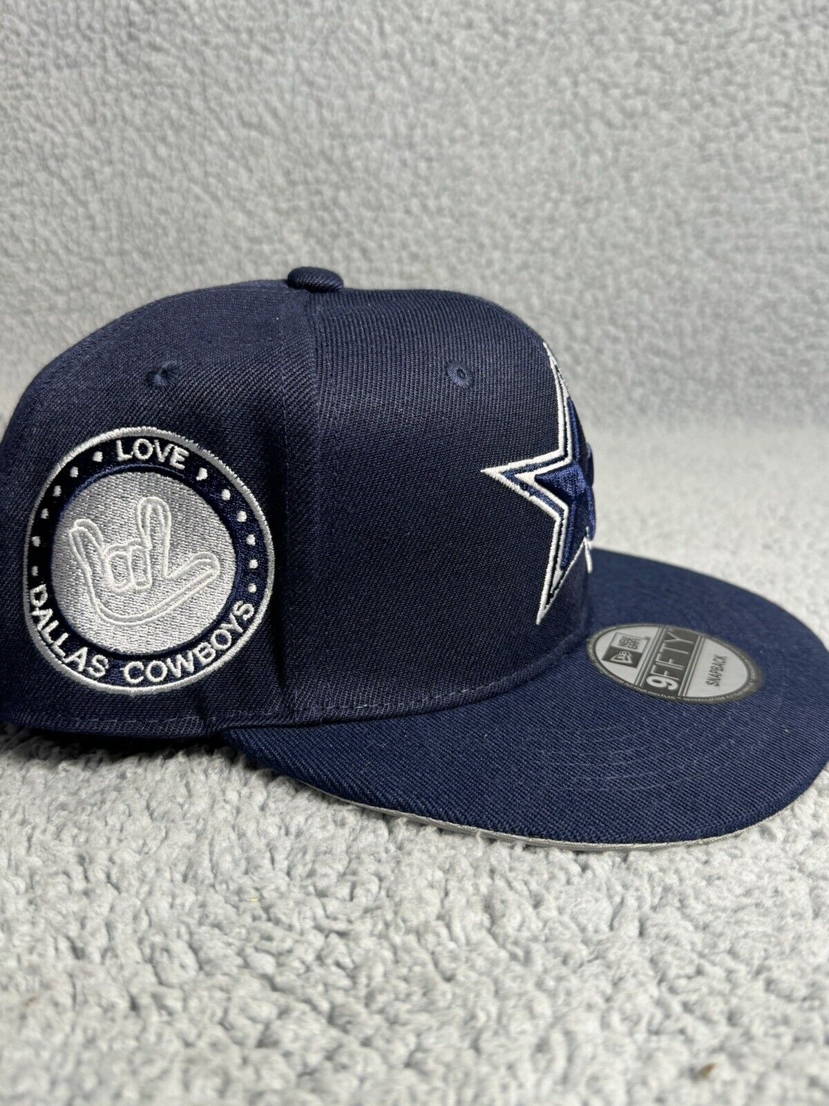 Dallas Cowboys Hat Cap Snap Back Blue New Era Star Football NFL Peace Patch RARE