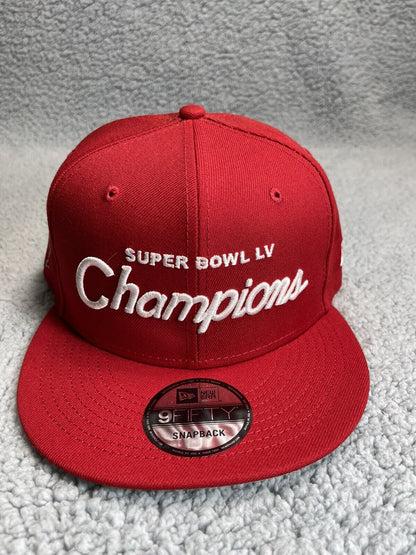 Tampa Bay Buccaneers Hat Cap Snapback Super Bowl LV Red Retro Script New Era NFL